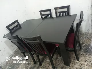  2 طاولة سفره مع 6 كراسي تفصيل خشب زان وتنجيد جديد