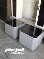  12 اطقم طربيزات طاولات شاشه مكون من ثلاث قطع خشب ودهان الون حسب الطلب