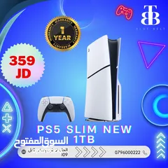  1 بلايستيشن 5 سلم جديد مكفول سنة بأفضل سعر  PS5 SONY SLIM NEW 1TB ابتداء من 359 دينار