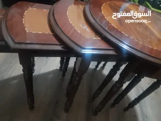  3 طقم طرابيزات درج صناعة تركية خشب زان أربع قطع قشرة دهان بوليستر ضد الحرارة بسعر مغري
