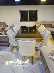  2 طاولة سفرة 8كراسي خشب زان ولاتيه قماش جيرمن وتر بروف