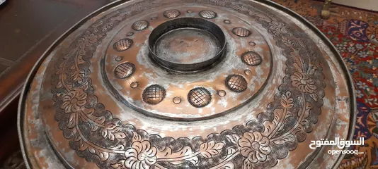  5 تحفه سلطانيه  فخمة قدر كبير جدا  تحغه متحفية عثمانية كبير نقش وكتابات نحاس احمر 150 عام