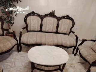  3 طقم جلوس موديل كلاسيك خشب زان حفر