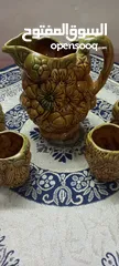 2 طقم ابريق و 6 كاسات فخار انتيك