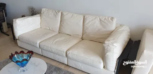  2 Italian Genuine Leather 5 Seater Elegant Sofa