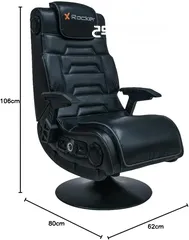  6 X Rocker Pro 4.1 Pedestal Gaming Chair With 4.1 Wireless Audio System And Subwoofer (Faux Leather, B