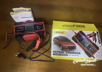  2 شاحن بطاريات سيارات ودراجات مع ميزة اصلاح كهرباء البطاريات