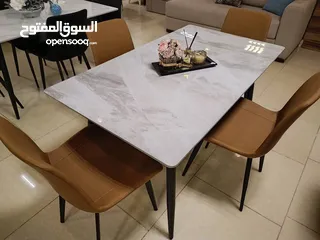  1 طاولة اكل برسلين طبيعي