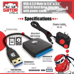  2 USB 3.0 to SATA III Hard Drive Adapter for 2.5" 3.5" HDD SSD with 12V 2A Power