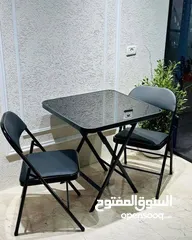  1 طقم طاولة وكراسي قابل للطي — أنيق وعملي مثالي للبلكونة، الحدائق، المطبخ أو أي زاوية راقية في البيت