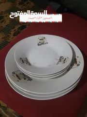  4 صحون كاسات فناجين قرفه شاف غلايه قهوه مع فنجانين فخار للبيع