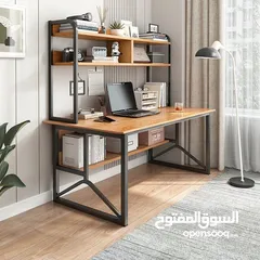 2 مكتب منزلي متعدد الاستخدامات – مثالي لموسم المدارس والجامعاترفوف علوية وسفلية لتخزين الكتب والدفاتر
