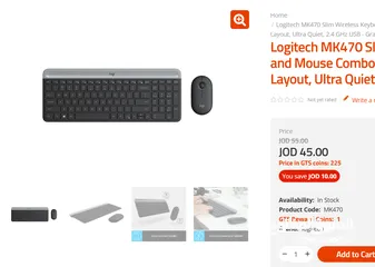  8 لوحة مفاتيح و ماوس لاسلكيان Logitech MK470 SLIM  من لوجيتك جديده  بسعر حرق