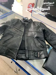  3 جاكيت دراجات جلد اسود