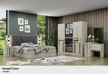  3 BEDROOM SET NEW ARIVAL WITH MATTESS WITH FITTING/غرف نوم جديد مودل مع دوشج مع ترکيب ۷ قطع