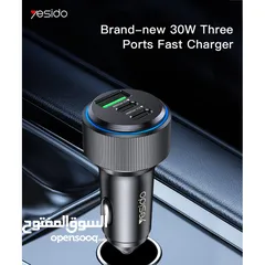  4 Y50 60W 3 Ports Fast Charging Car Charger