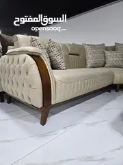  4 كورنر فاخر خشب خارجي زان 5 سم داخلي سويد اسفنج دانلوب قماش ايفا ووتر بروف
