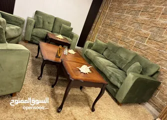  7 طقم كنب modern كوالتي عالي جداً  بالإضافة إلى (طقم طاولات 3 قطع) خشب زان