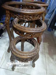  12 طقم طربيزات زان حفر دمياطي بحاله الوكاله ناقصه زجاج وبس عندي طقمين بسعر 120 دبنار