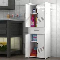  1 دولاب حمام pvc خزانتين ودرج تصميم مدمج مناسب لمعظم المراحيض القياسية   رفوف قابلة للتعديل