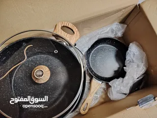  4 طقم طبخ مطلي بالجرانيت 15 قطعه من نون