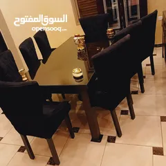  5 #_غرفه_سفره_مودن_تفصيل3_قطع_فل_كوالتي بحاله الجديد استخدام مده قصيره وخشبها زان سويد ودهان جوزي وت