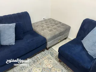  8 طقم كنب كورنر كحلي بحالة ممتازة - تصميم أنيق ومريح  Corner Navy Blue Sofa Set  * مستعمل *