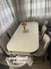  1 طاولة سفرة 8 كراسي تنجيد فخم وراقي