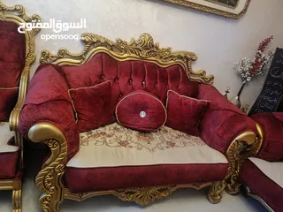  10 طقم كنب حفر خشب زان 9 مقاعد بحالة الوكالة للبيع