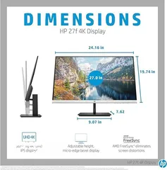  1 شاشة HP دقة الوضوح 4K شبه جديد بسعر عرطة