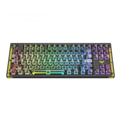  5 كيبورد جيمنغ مضيئ احترافي لكل الجيمرز  Aula Keyboard F2183 Transparent Layout Gaming RGB Lights OG