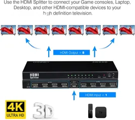  7 موزع لشاشات عرض متعددة HDMI Splitter 1 IN 8 OUT 8P 4K UHD