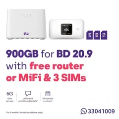  6 STC Data Sim+ Free Mifi and Delivery all over Bahrain, fiber , 5G Home Broadband and device availabl