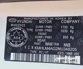  14 HYUNDAI ALENTRA SPORT  CANADA  2022 KM 68000