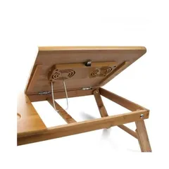  1 طاولة خشب بامبو متحركة على السرير مع مروحة تبريد عدد 2 قاعدة علوية قابلة للارتفا