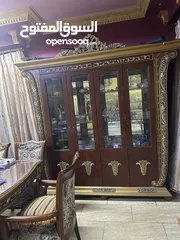  9 طاولة سفره مع لوح سكريت و 10كراسي مع بيرو ومع  وكومادينا  طقم مغربي مع طاولتين وسط خشب زان حفر