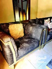  1 sofa set with 7 seats and tables.  1 large + 2 excellent quality طقم كنب صناعة يدوية  فاخر من الكويت