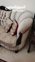  5 طقم كنب زان بالكامل داخلي خارجي قماش جاكار امريكي طقم استيراد كامل متحرك وجهين خمري و جاكار