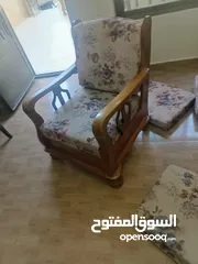  8 طقم موريس سبع مقاعد خشب زان مع طاولة وسط خشب زان مع سجلونة حديد