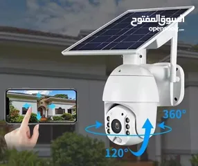  1 كاميرا طاقة شمسيه مدمجه ببطارية قابله لاعادة الشحن تدعم شريحة 4G للمراقبة عن بعد .