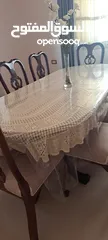  2 طاوله سفره مع 8 كراسي خشب زان لون عسلي غامق