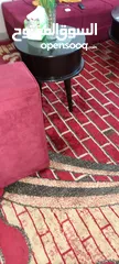  1 كنب كورنر صالون لون خمري مع طربيزات وطاوله وسط وطاولة شاشه تفصيل