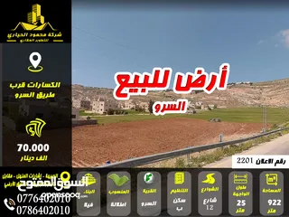  1 رقم الاعلان (2201) أرض للبيع قرب منطقة ام الدنانير طلوع الكسارات