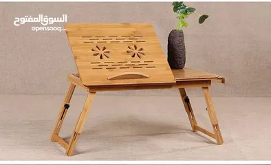  1 Bamboo Laptop Table cooling stand ستاند لابتوب طاولة متنقلة اللابتوبات او القراءة خشب بامبو