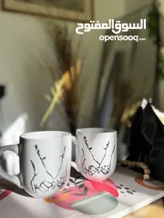  4 مجات هاند ميد مرسومة يدوياً بسعر 15شيقل