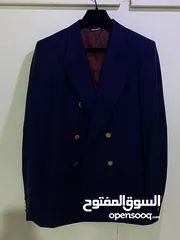  1 GUCCI Size 50 Uniform Navy Blue Double Breasted Blazer Gold Buttons Men’s Wool