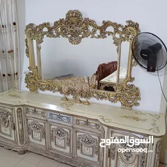  2 طاوله سفره خشب زان 8 كراسي مع الفضيه والدنسور