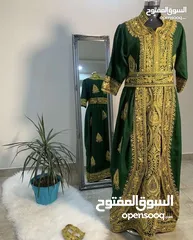  3 للبيع فستان اخضر شعبي مع المشمر