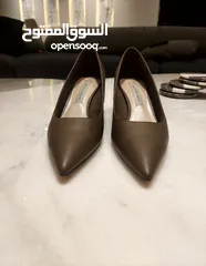  4 Charles & Keith short gray heels  حذاء تشارلز اند كيث رماضي بكعب قصير