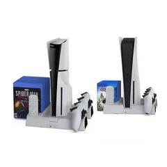  2 ستاند تبريد وشحن وعرض للبلايستيشن 5 سليم الجديدDOBE For PS5 slim host multifunctional STAND